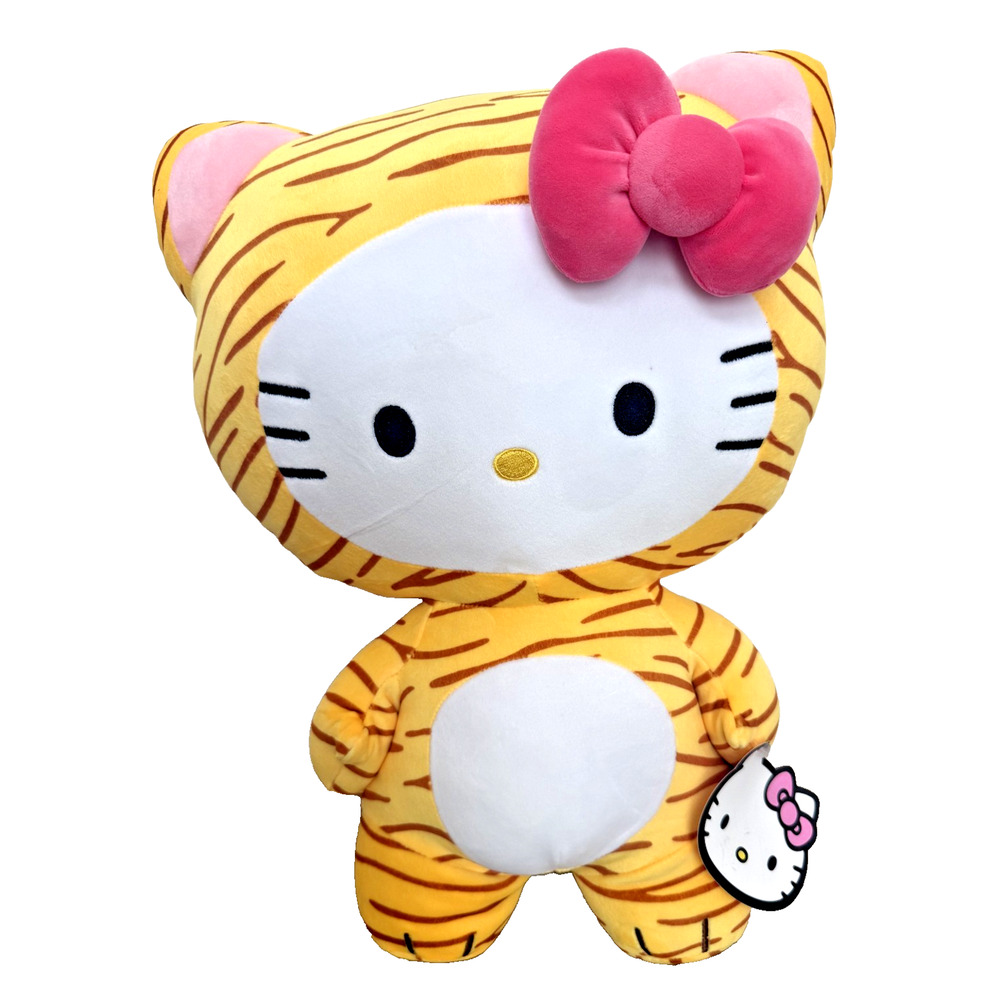 Hello Kitty 18” ANIMAL DISGUISE SANRIO Stuff Teddy Bear TIGER Costume Bow NEW!